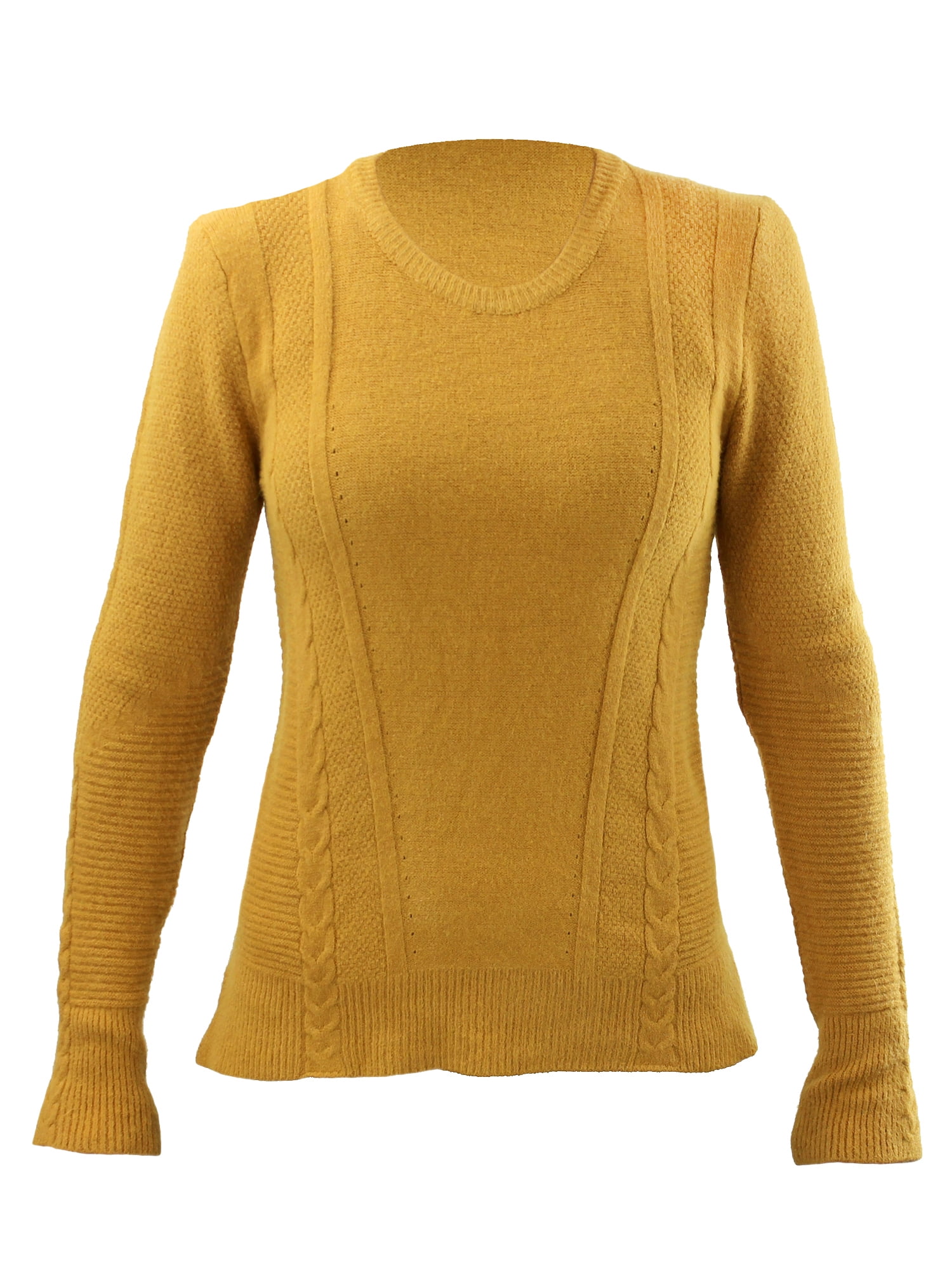 Luxury Divas - Mustard Yellow Side Slit High-Low Womens Knit Sweater ...