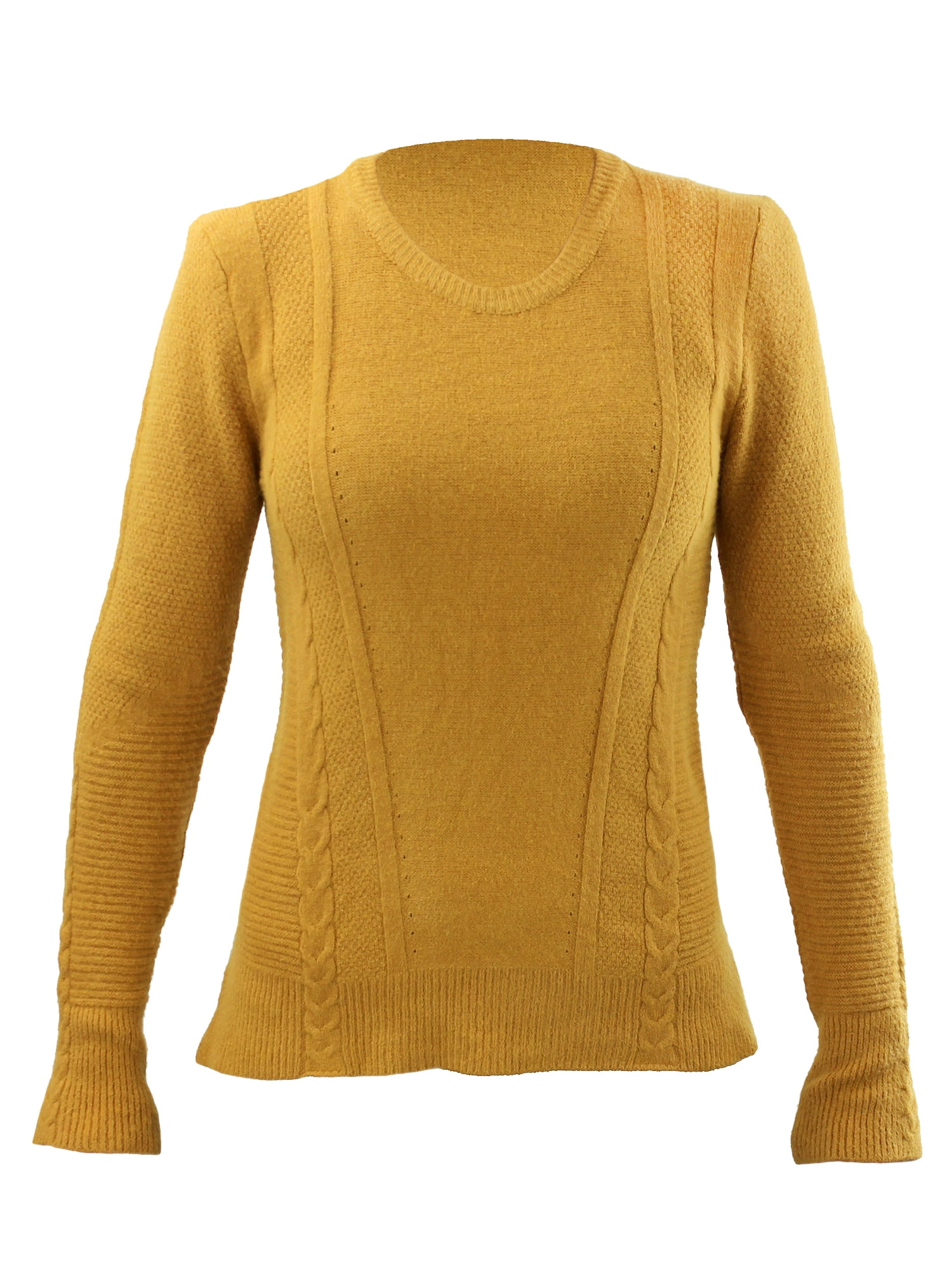Luxury Divas Mustard Yellow Side Slit HighLow Womens Knit Sweater