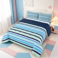 thumbnail image 2 of Erosebridal Modern Geometric Line King Size Comforter Sets,Linear Stripes Comforters King Size,Navy Blue Reversible,3-Piece,1 Comforter and 2 Pillowcases, 2 of 7