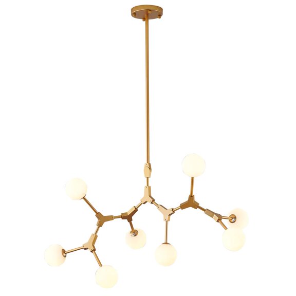Bethel Gold Metal Frame Ceiling Fixture With Milk White Glass Shades