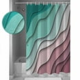 thumbnail image 4 of Green Ombre Waterproof Fabric Shower Curtain, Modern Geometric Abstract Dark Red Cream Shower Curtain for Bathroom Curtains Bathtubs Hotel Washable Shower Curtains with 12 Hooks Extra Long 72x96, 4 of 6