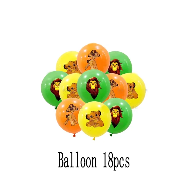Vajilla desechable para fiesta de cumpleaños de El Rey León, decoración para tarta, bandera colgante, globo de El Rey León, decoración de cumpleaños