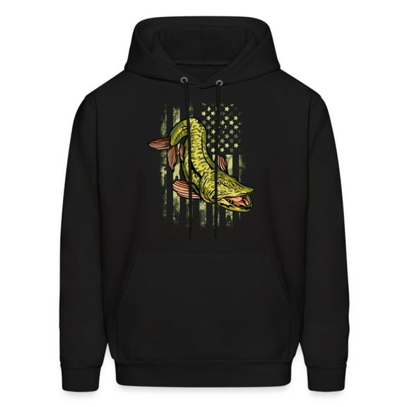 Musky Fishing Camouflage American Flag Muskie Hoodie