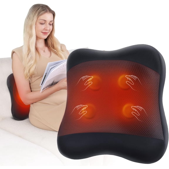 2-in-1 Cordless Shiatsu Back Massager with Heat, Upgraded 4D Liftable Massage Nodes & Dual-Side Heating, Deep Tissue Kneading for Back Pain Relief, Gift for Women Men, Home Office Use