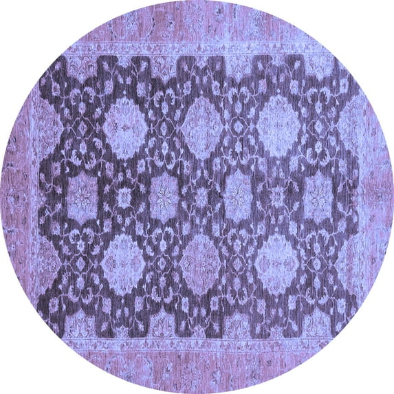 Ahgly Company Indoor Round Oriental Blue Traditional Area Rugs, 7' Round