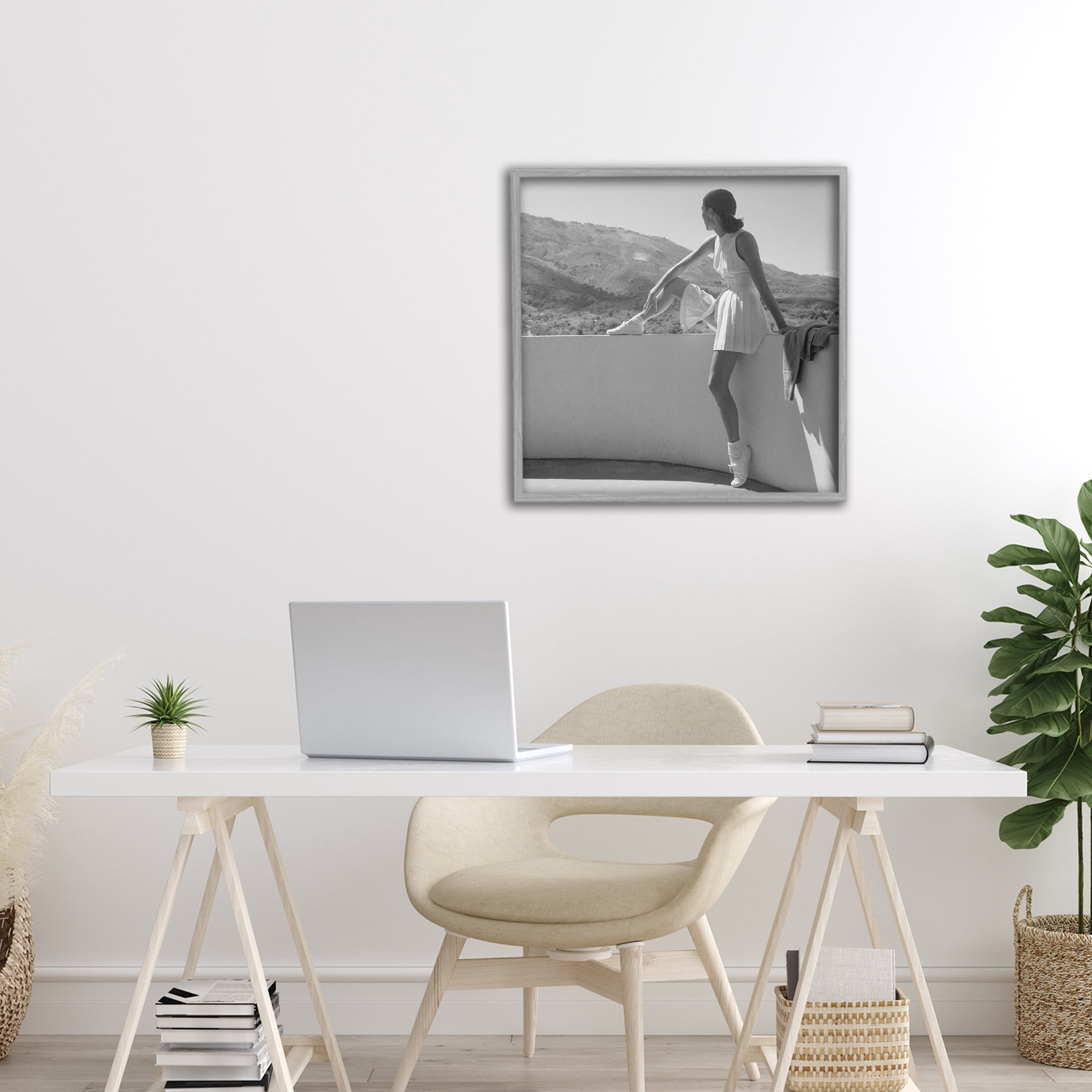 Stupell Industries Woman In Tennis Outfit Gray Framed Giclee Art, design by Toni Frissell