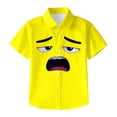 thumbnail image 2 of WOYY Girls Summer Beach Shirt Cartoon Expression Short Sleeve Button Down Shirt, Sizes 3-15, 2 of 5