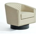 thumbnail image 7 of UIXE Swivel Accent Chair PU Leather Barrel Club Chair for Living Room Upholstered Armchair Comfy Single Sofa Bedroom Reading Seat, Beige, 7 of 7