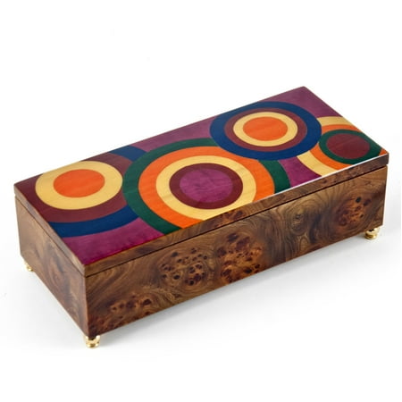 Contemporary Style 30 Note Wood Tone 'Abstract Expressionism" Sorrento Musical Jewelry Box - You Raise Me Up