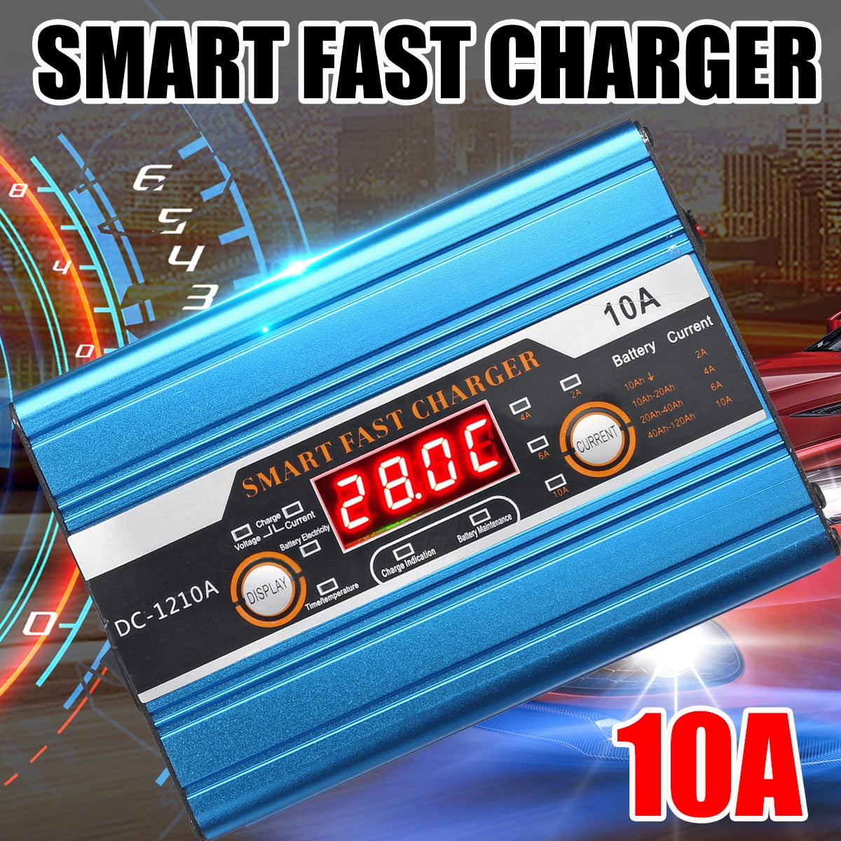 12V LCD Car Fast Charge Battery Smart Charger Pulse Car Truck Top