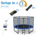 thumbnail image 3 of YORIN 10FT 8FT 12FT 14FT Trampoline with Enclusore Net, Sprinkler & LED Lights, 1000LBS Capacity Outdoor Trampoline for 3-4 Kids, Safety Enclosure Net, Ladder, Heavy-Duty Backyard Round Trampoline, 3 of 8