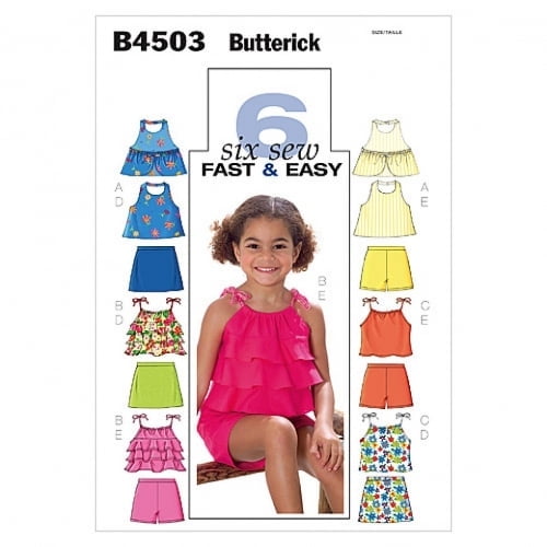 Butterick Children's Easy Sewing Pattern 4503 - Tops, Skirt & Shorts, Size 2-5