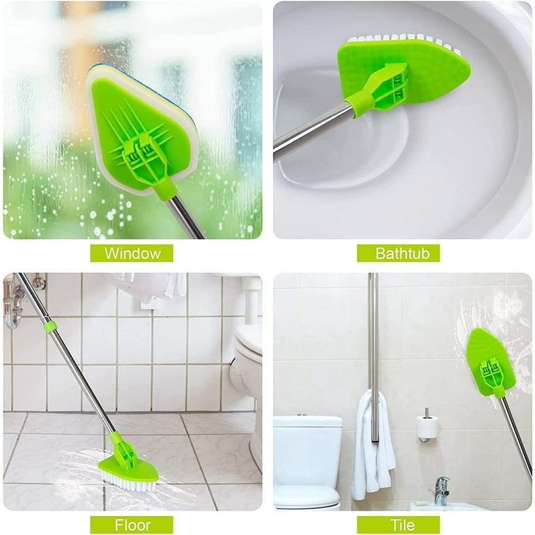 Sesaver Scrub Cleaning Brush with Long Handle 3 in 1 Shower Cleaning Brush Tub Tile Scrubber Brush Extendable Multifunctional 18