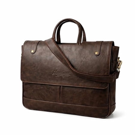 HANDMADE Vegan Leather Briefcase Messenger Bag for Men & Women | 15.6-inch Laptop Office Bag | Water Resistant Professional Business Bag