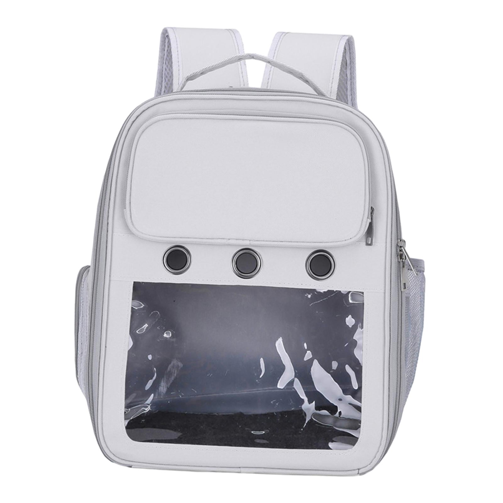Cat Backpack Carrier Pet Hiking Backpack for Small Medium Dogs Cats Oxford Cloth Clear Window Carrying Bag for Camping Travel Gray