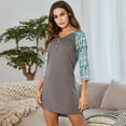 thumbnail image 2 of Nightgown for Women Elbow-Length Sleeve V-Neck Sleepshirts Ladies Soft Cotton Stitching Nightdress, 2 of 9