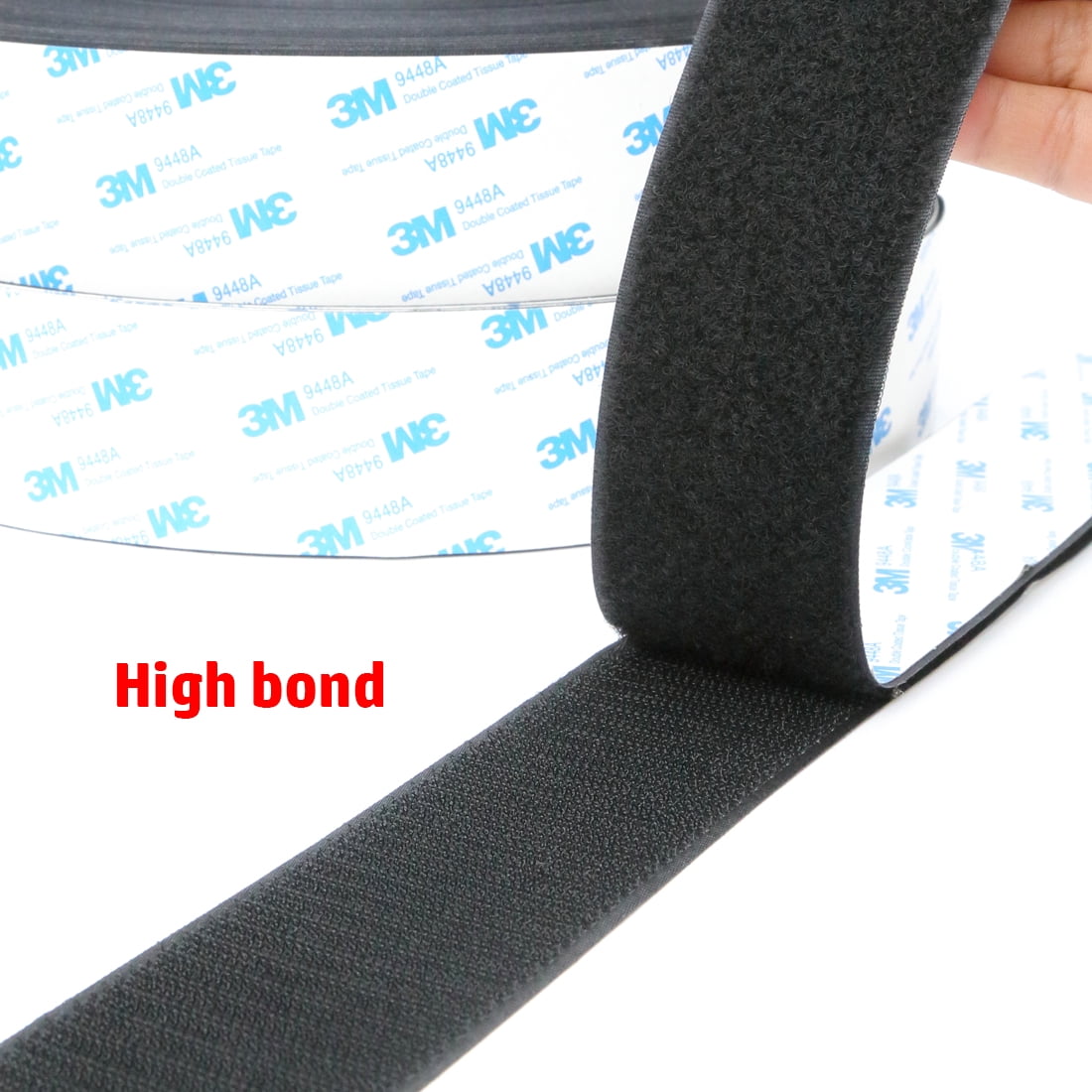 Jumbo Size Black Sticky Back Tape - 2 Inch x 10FT Heavy Duty, No-Residue Removal for Extended Runs