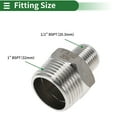 thumbnail image 2 of Unique Bargains 304 Stainless Steel Pipe Fittings 1" x 1/2"BSPT Nipple Reducer Straight Connector  2 Pcs, 2 of 7