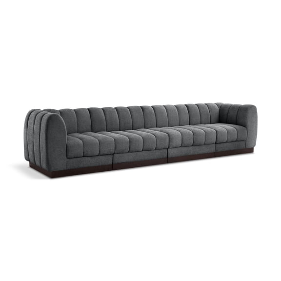 Meridian Furniture Quinn 4-Piece Contemporary Fabric Modular Sofa in Dark Gray
