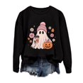 thumbnail image 6 of Xingjin Women's Halloween Sweatshirt Cute Ghost Pumpkin Graphic Crewneck Long Sleeve Pullover Casual Fall Top Soft Loose Fit Halloween Clothes for Women, 6 of 6