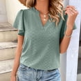 thumbnail image 4 of WIZUTIZ Going Out Tops for Women up to 50% Off Cozy Style Tshirts Ladies Plus Athletic Short Sleeve Tops Retro V-Neck T-shirt Cotton Soft Cotton Linen Blouse Fluffy Loose Fit Solid Tee Green XXL, 4 of 6