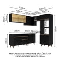 thumbnail image 3 of Madesa Gabinete de Cocina Integral Completa de Esquinero 402 cm Reims Negro 02, 3 of 8