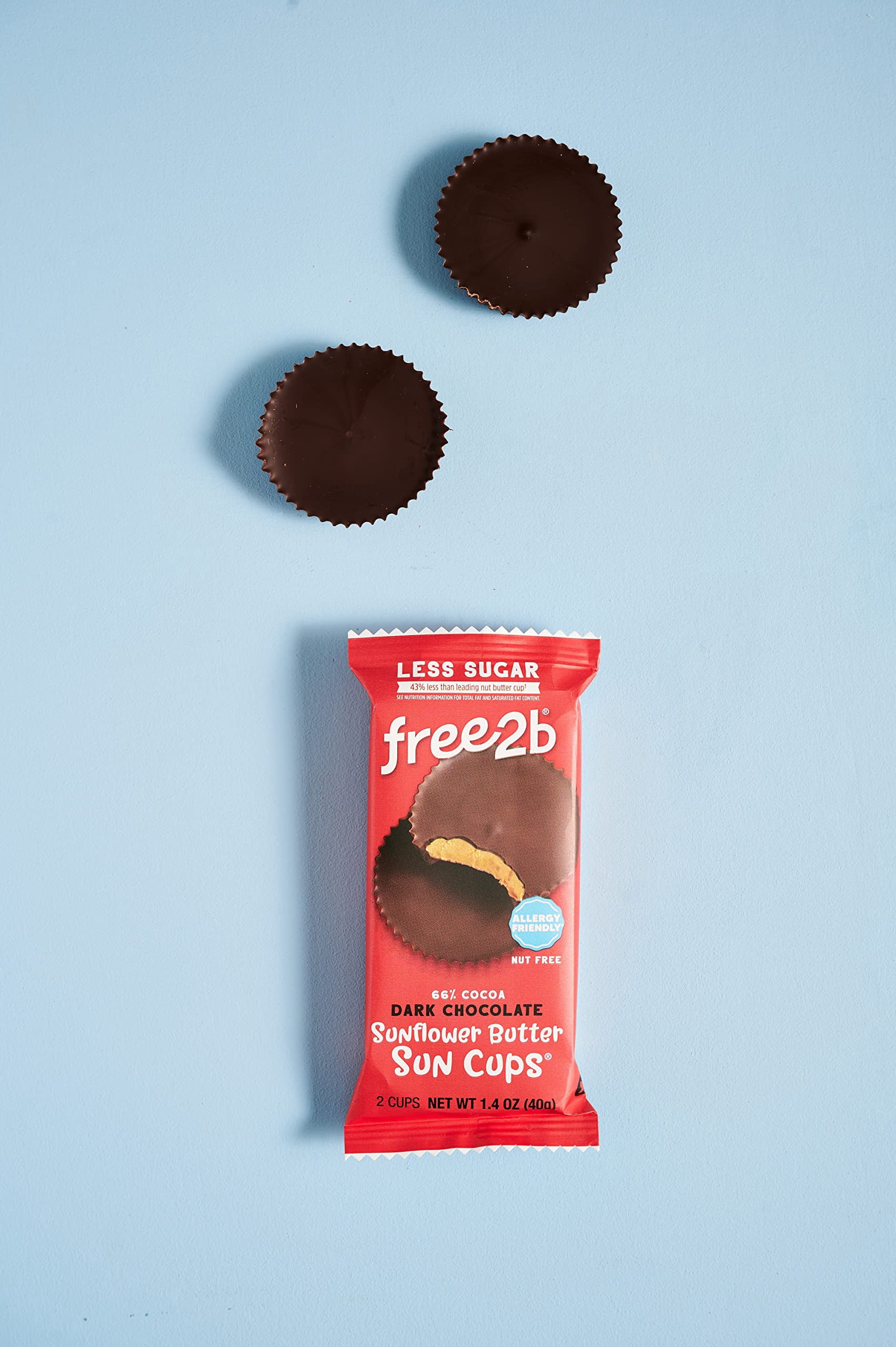 (Pack of 12) Free2b Dark Chocolate Sunflower Butter Sun Cups, 2 cups - 1.4 oz