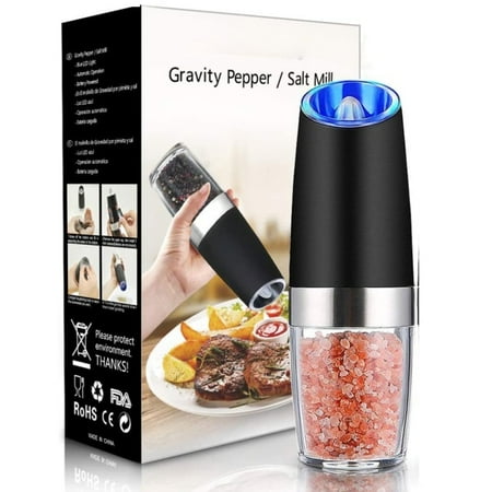 

Electric Pepper Grinder Gravity Electric Pepper and Salt Grinder Set Adjustable Coarseness Battery Powered with LED Light One Hand Automatic Operation