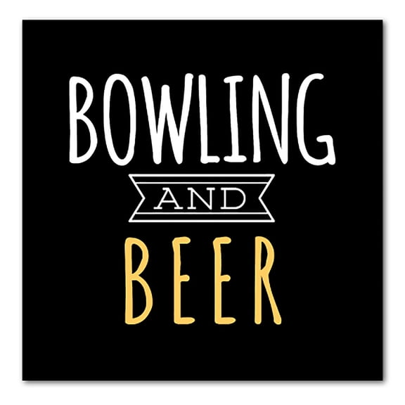 DistinctInk Custom Bumper Sticker - 10" x 10" Decorative Decal - Black Background - Bowling and Beer