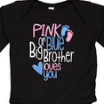 thumbnail image 4 of Inktastic Pink or Blue, Big Brother Loves You Footprints and Heart Boys Long Sleeve Baby Bodysuit, 4 of 5