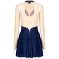 thumbnail image 3 of Alvivi Women Figure Ice Skating Dress Lyrical Dance Costume Long Sleeves Gymnastics Leotard Navy Blue M, 3 of 7