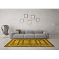thumbnail image 3 of Ahgly Company Indoor Square Checkered Yellow Modern Area Rugs, 6' Square, 3 of 4