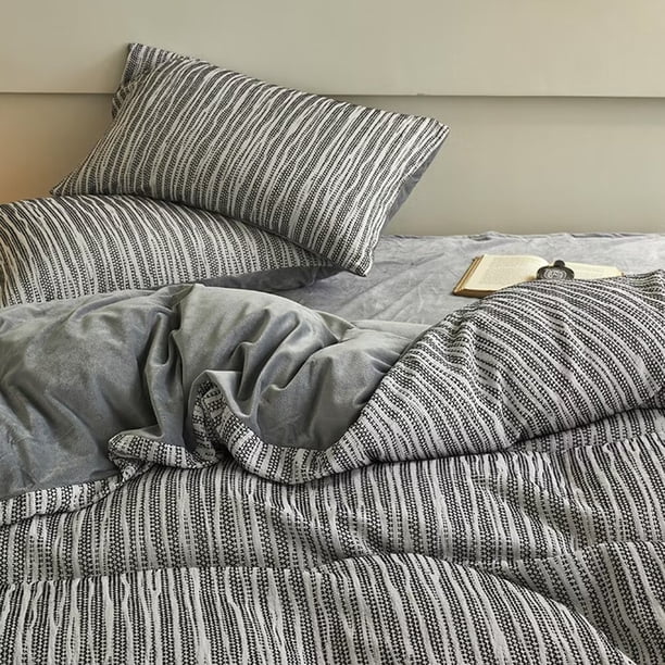 Xiao Hua Juego de sábanas, juego de sábanas y fundas de almohada, juego de cama individual, ropa de cama de hotel, decoración del hogar (negro)