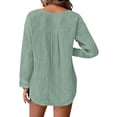 thumbnail image 5 of ClodeEU Women's Long Sleeve Henley Button Shirt ,Casual Loose Fit Classic Blouse Green,Womens Plus XXL, 5 of 5