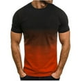 thumbnail image 2 of ZCFZJW Men's T-Shirts Tops Fashion 3D Gradient Tie Dye Printed Casual Round Neck Pullover Big and Tall Graphic Short Sleeve Henley Shirts Tee Z03-Orange XL, 2 of 4
