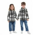 thumbnail image 3 of Eltusu Boys Plaid Shirts, Breathable Casual Lapel Collar Long Sleeve Button-Down Shirts Black Size 6 T, 3 of 5
