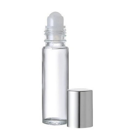 Each 10 Ml Bottle Grand Parfums 10 .33 Fl. Oz./10 Ml. Plain Glass Roll on Bottles Refillables with Balls and Metallic Silver Caps ()
