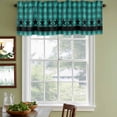 thumbnail image 4 of Teal Black Plaid Valances for Windows, Decorative Rod Pocket Window Valance Curtains, Farmhouse Retro Star Abstract Checked Short Curtain Drapes for Kitchen/Living Room, 2 Panels, 60" W x 18" L, 4 of 8