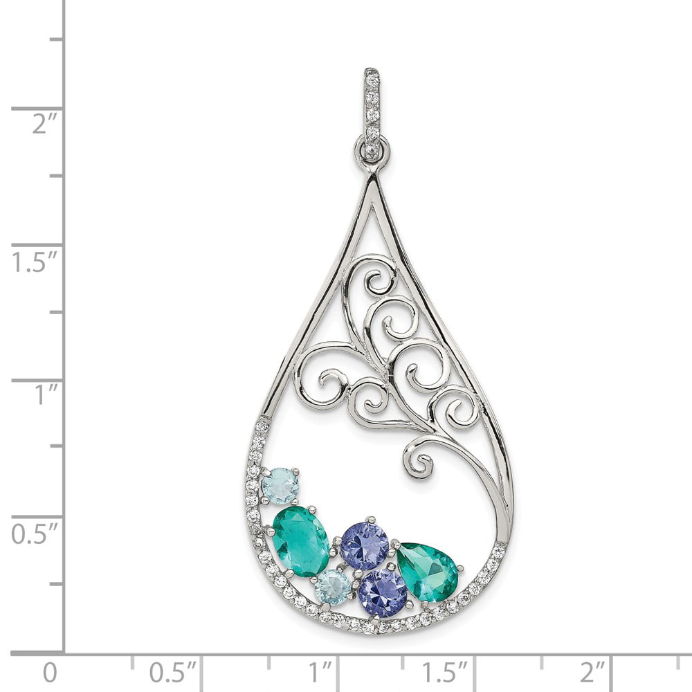 Details about   .925 Sterling Silver Blue & Clear CZ Key Charm Pendant MSRP $228