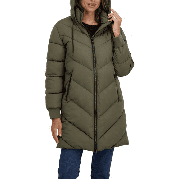 Sebby Juniors' 3/4 Puffer Jacket with Hood - Olive Medium