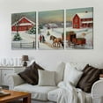 thumbnail image 2 of JEUXUS  Christmas Tree Farm Wall Art, Country Winter Scene with Red Barn, Charming Decorations, Premium Gallery Wrapped Canvas Decor, Ready to Hang, 12''x16''X3 Panels, 2 of 4