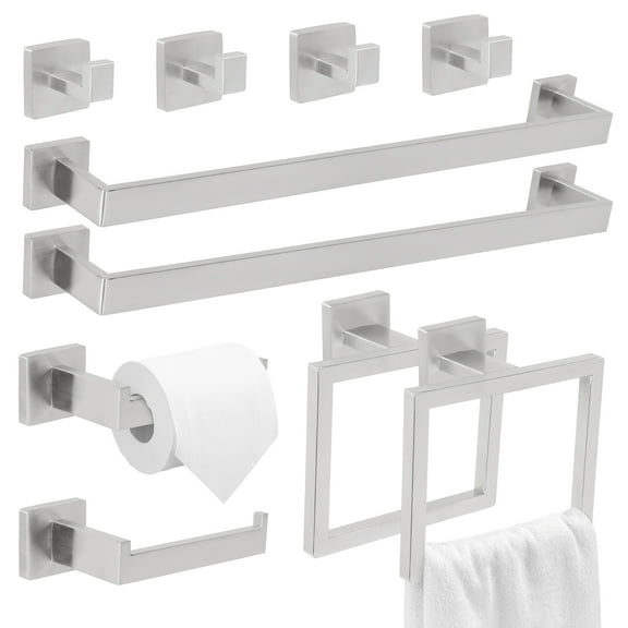 10 PCS Bathroom Hardware Accessories Set 23.6 Inch Stainless Steel Bath Towel Bar