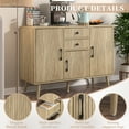 thumbnail image 5 of Sideboard Buffet Cabinet, Accent Stripes Storage Cabinet with 2 Drawers and 3 Doors, Coffee Bar Cabinet, Adjustable Shelves, Dining Room Living Room, 5 of 9
