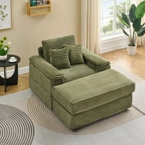 Chaise Lounge Chair Indoor,Upholstered Sofa Bed with Throw Pillows,Sleeper Chair for Living Room,Bedroom,Green
