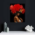 thumbnail image 4 of JRXY African American Wall Art Red Flower on Black Women Head Vintage Canvas Art Paintings Modern Abstract Girl Picture Home Wall Decor for Bedroom Living Room, Framed Ready to Hang picture 2, 4 of 4