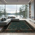 thumbnail image 2 of ODIKA 6'x9' Washable Area Rug Non-Slip, Chair-Friendly, Woodland Vintage Hunting Prints Pinecone Antler Border Cabin for Dining Room, Under Table, Office Décor, 2 of 7
