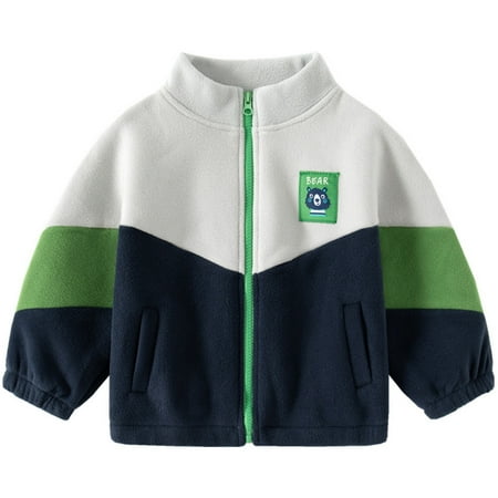 

kpoplk Baby Jacket Baby Girls Boys Cold Weather Adorable Polar Bear Print Jacket Buttons Waistcoat Vest(Navy)