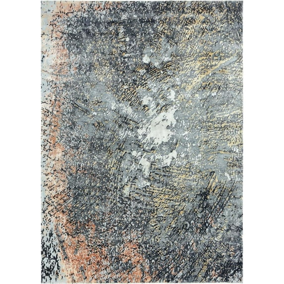 Ahgly Company Machine Washable Indoor Rectangle Industrial Modern Carbon Gray Area Rugs, 5' x 8'