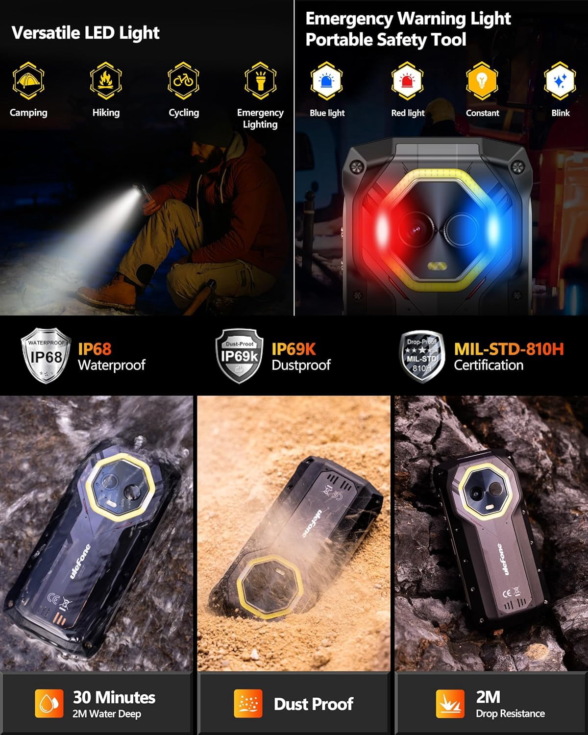 Ulefone Armor Mini 20 Pro 5G Rugged Phone, 16GB 256GB MTK Dimensity 6300, 6200mAh(33W)
