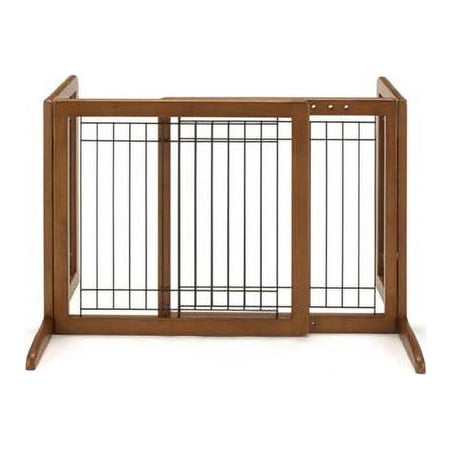 Size small Richell Freestanding Dog Gate, Brown, Small 71.30L x 17.70W x 20.10H